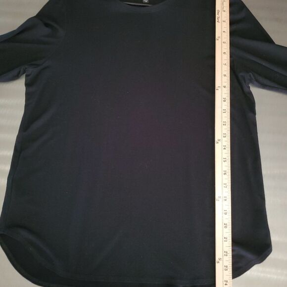Eileen Fisher Black Tee Jersey Knit Long Sleeve Tunic Top Viscose Lycra Blend Lg - Picture 8 of 9
